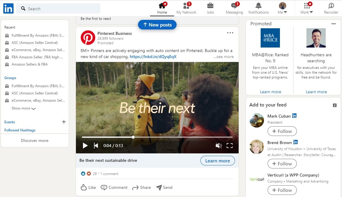 Pinterest - LinkedIn video ad example