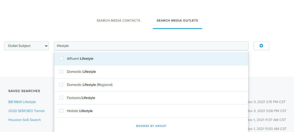 Cision media outlet search tool