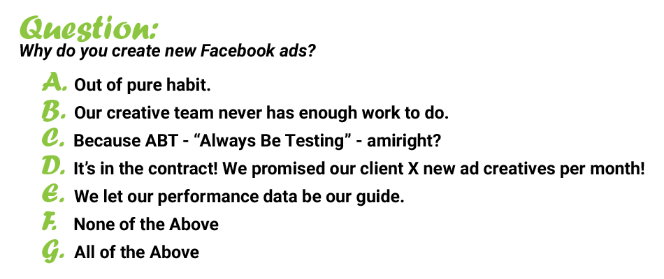 Why Do You Create New Facebook Ads Quiz
